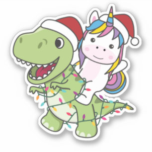 Sticker Bâton Dinosaur Noël Unicorne Hiver T-Rex Dino