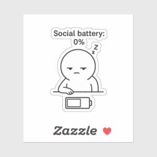 Sticker Batterie sociale : 0% - Funny Chubby Character Int