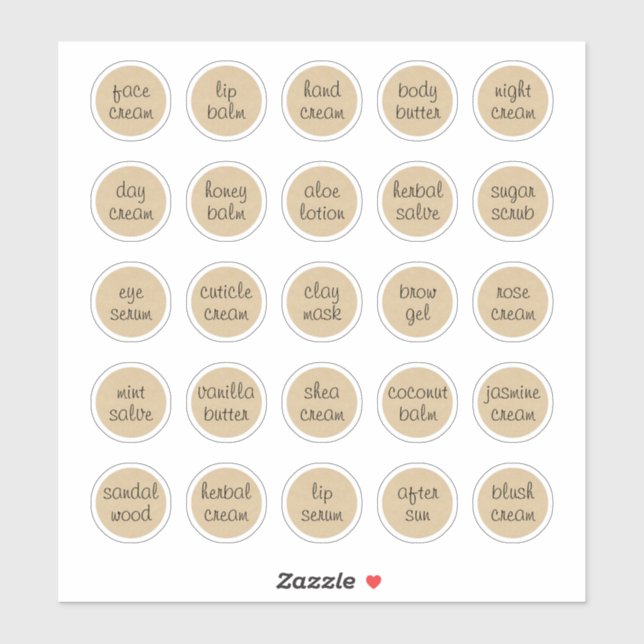 Sticker Baume de crème de pot cosmétique personnalisable K (Feuille)