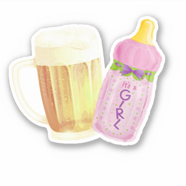 Sticker BBQ bébé et bière | Thème de la douche extérieure  (Devant)