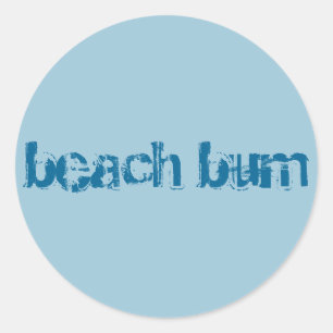 sticker "beach bum", rond, bleu