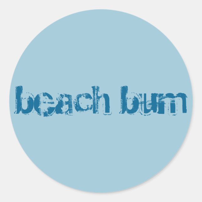 sticker "beach bum", rond, bleu (Devant)