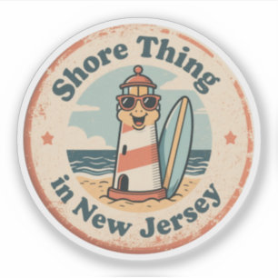 Sticker Beach Vibes_ New Jersey Shore Lighthouse Vintage