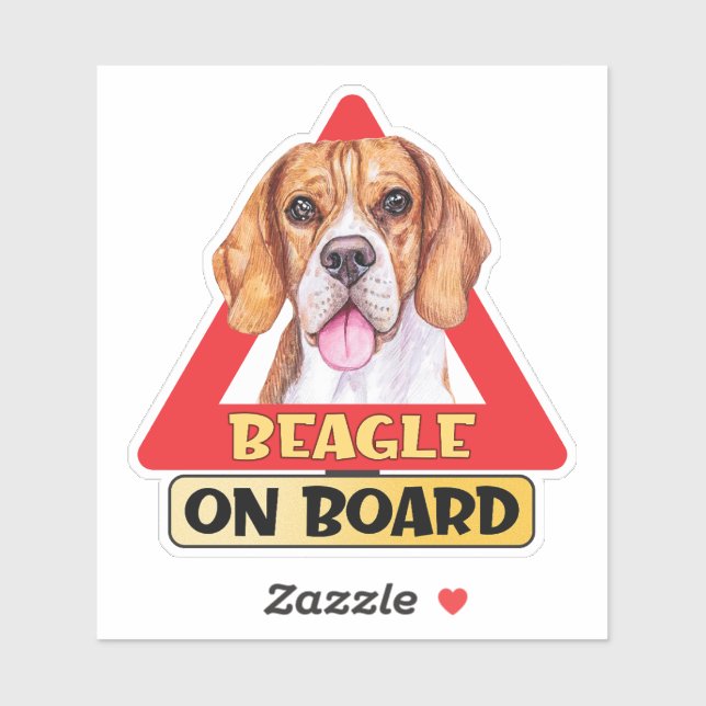 Sticker Beagle à bord Chien rouge Triangle de signalisatio (Feuille)