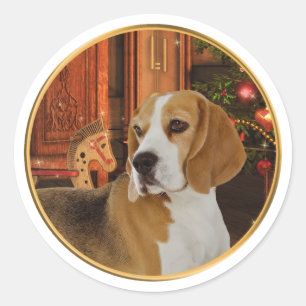 Sticker Beagle de Noël