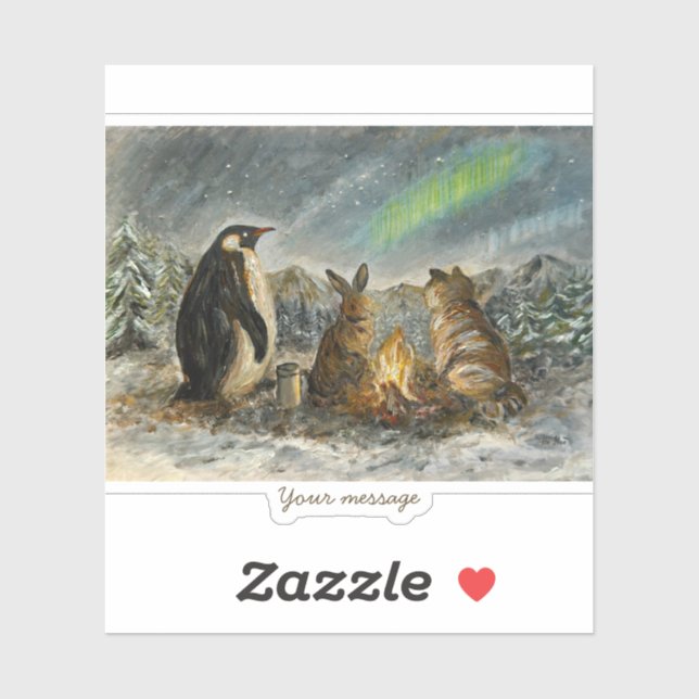 Sticker Beam Lingering Whimsical Aurora Animals Painting (Feuille)