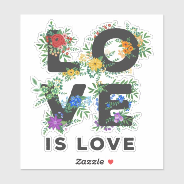 Sticker Beau Amour Floral C'Est Amour Fierté LGBT (Feuille)