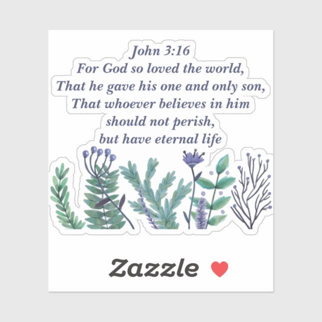 Sticker Beau Jean 3:16 Bible Verse Christian Floral (Feuille)