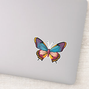 Sticker Beau papillon multicolore