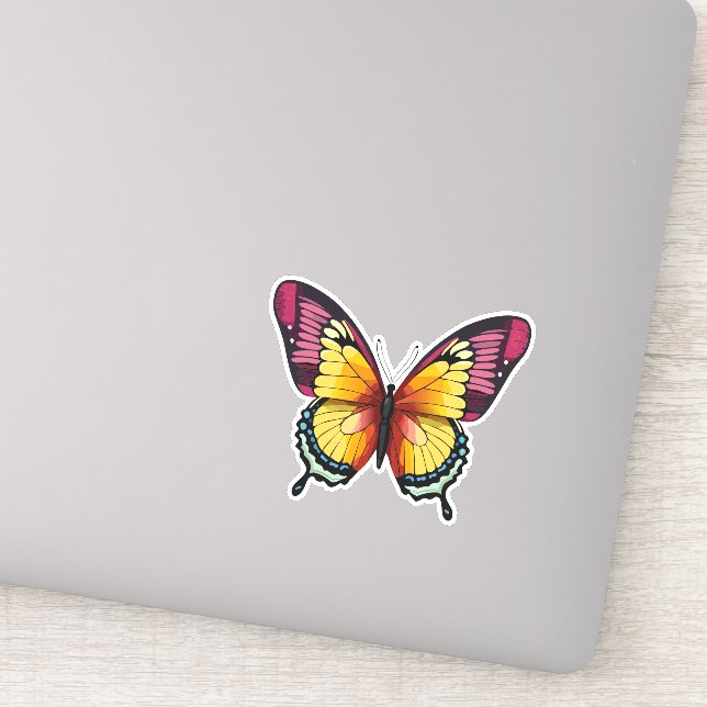 Sticker Beau papillon multicolore (Détail)