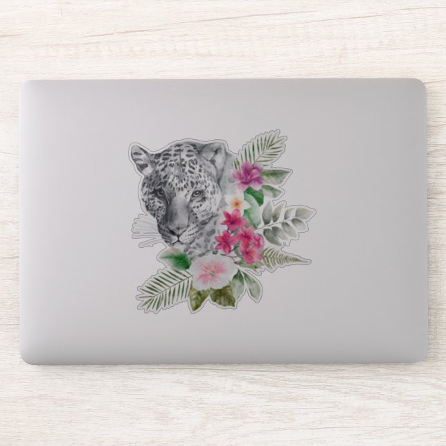 Sticker Beau portrait de tête de léopard en aquarelle (Ordinateur)