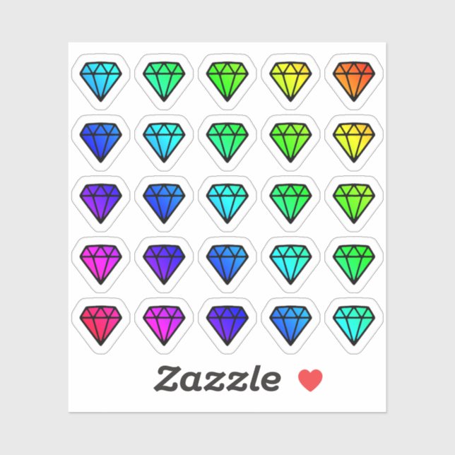 Sticker Beaucoup De Diamants Colorés De Minuscules Petits  (Feuille)