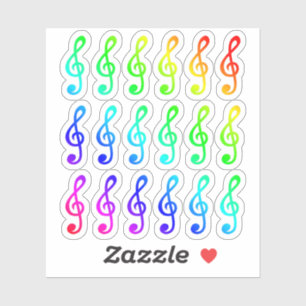 Sticker Beaucoup De Petits Clefs Musicaux En Arc Arc-En-Ci