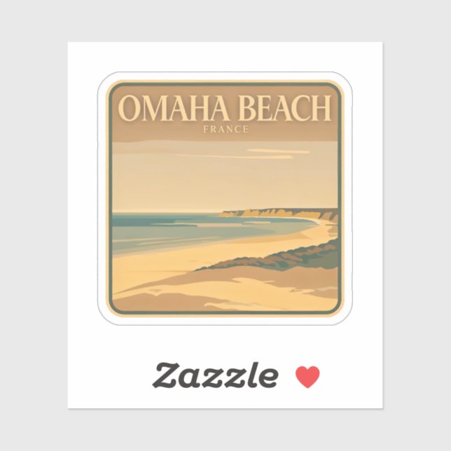 Sticker Beauté naturelle d'Omaha Beach-France (Feuille)