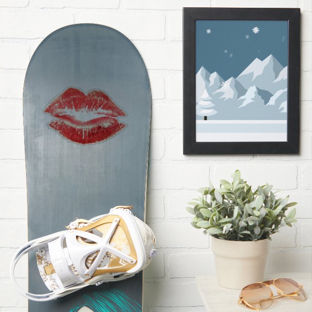 Sticker Beautiful Red Kiss Isolated Vector Art (Snowboard)