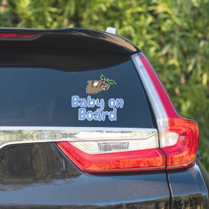 Sticker Bébé à bord Blue Cute Sloth