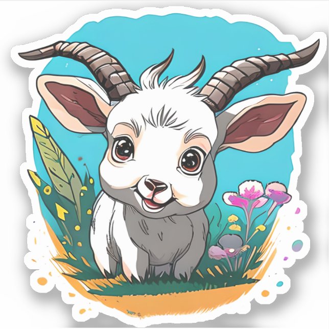 Sticker Bébé chèvre chèvre mignon (Devant)