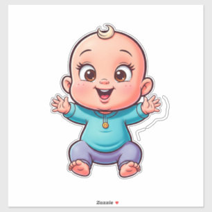 Sticker Bébé Dessin Animé Heureux
