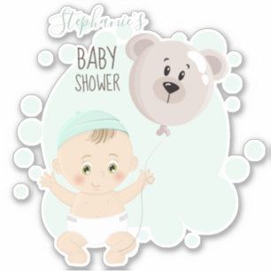 Sticker Bébé doux et ballon d'ours