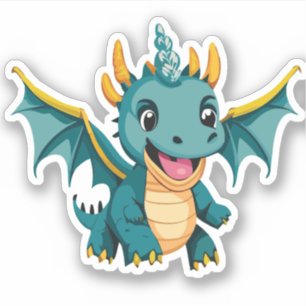 Sticker Bébé Dragon Dessin Animé Mignon Personnage