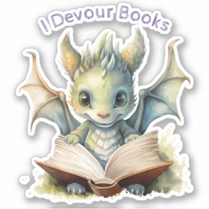 Sticker *~* Bébé Dragon LECTURE LIVRES dévorant AP88