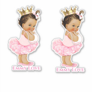 Sticker Bébé Fille Princesse Ballerine Tutu Rose Couronne 