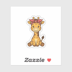 Sticker Bébé girafe mignon avec noeud papillon design vect