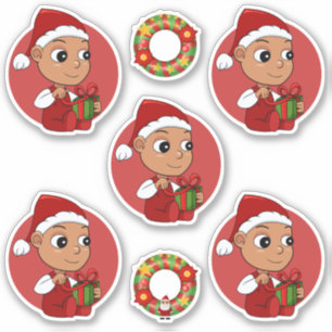 Sticker Bébé hispanique mignon avec dessin animé casquette