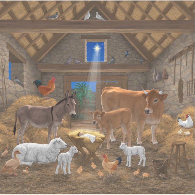 Sticker Bébé Jésus Manger Nativité de Noël (Devant)