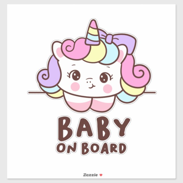 Sticker Bébé mignon à bord Unicorn (Feuille)
