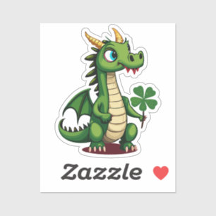 Sticker Bébé Mignon Dragon Chanceux Avec Trèfle à Quatre F