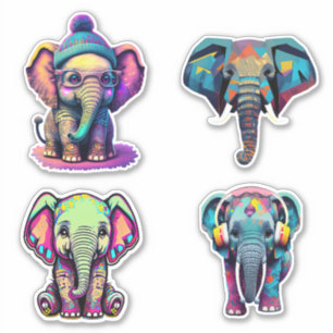 Sticker Bébé mignon éléphant Adorable Illustrations numéri
