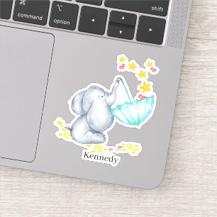 Sticker Bébé mignon Eléphant Attraper Étoiles Tombantes Vi