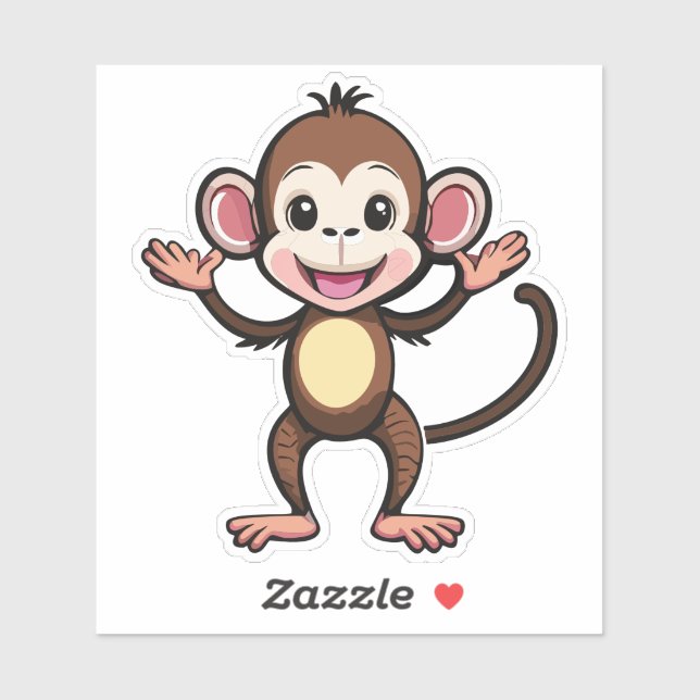 Sticker Bébé Mignonne Singe Dansant Une Fantastique Jig (Feuille)