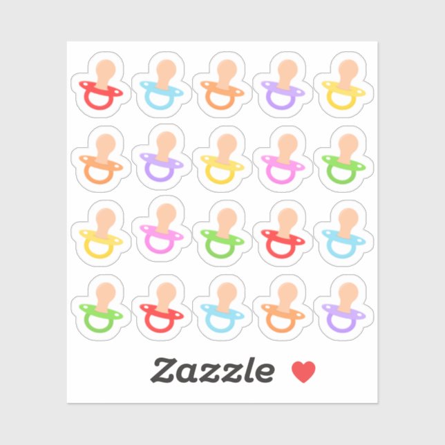 Sticker Bébé Pacifier mignon coloré mannequin (Feuille)