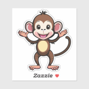Sticker Bébé singe mignon dansant un jig incroyable