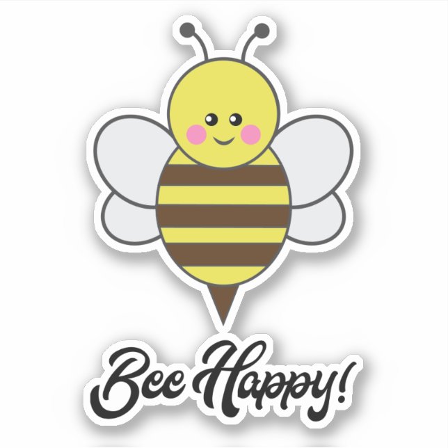 Sticker Bee Happy Kawaii Bee Buzz Citation Bumblebee (Devant)