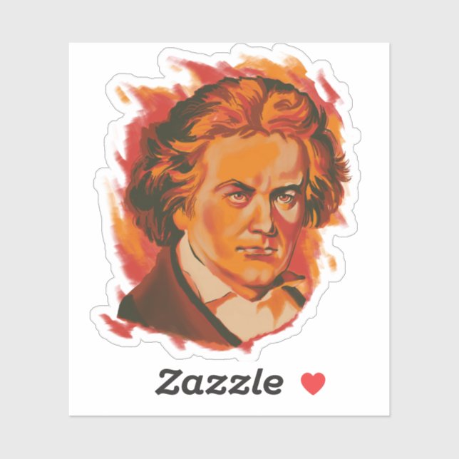 Sticker Beethoven Fire Palette Portrait (Feuille)