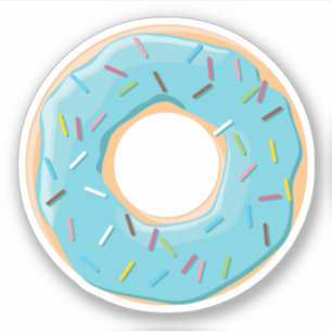 Sticker beignets bleu pastel avec des arrosées de bonbons