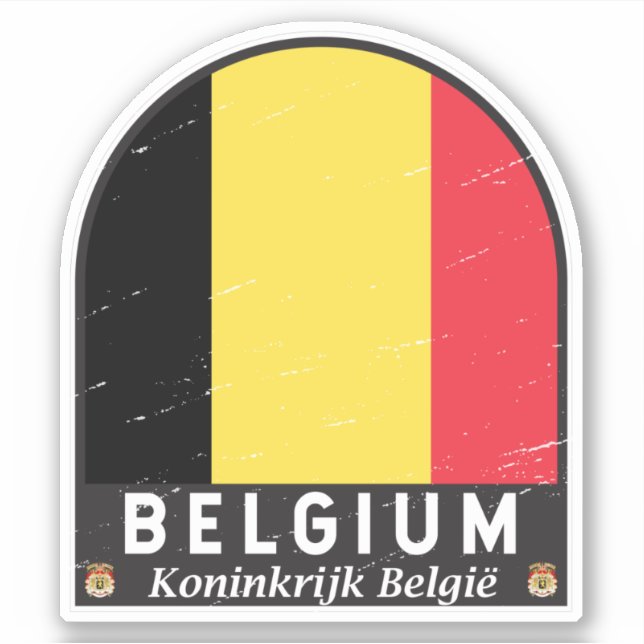 Sticker Belgique - Emblème Distorsion Vintage (Devant)