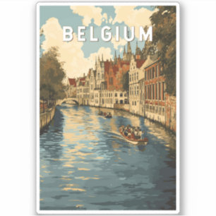 Sticker Belgique Illustration Travel Art Vintage