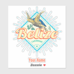 Sticker Belize Caribbean Retro Turtle Souvenir Vintage