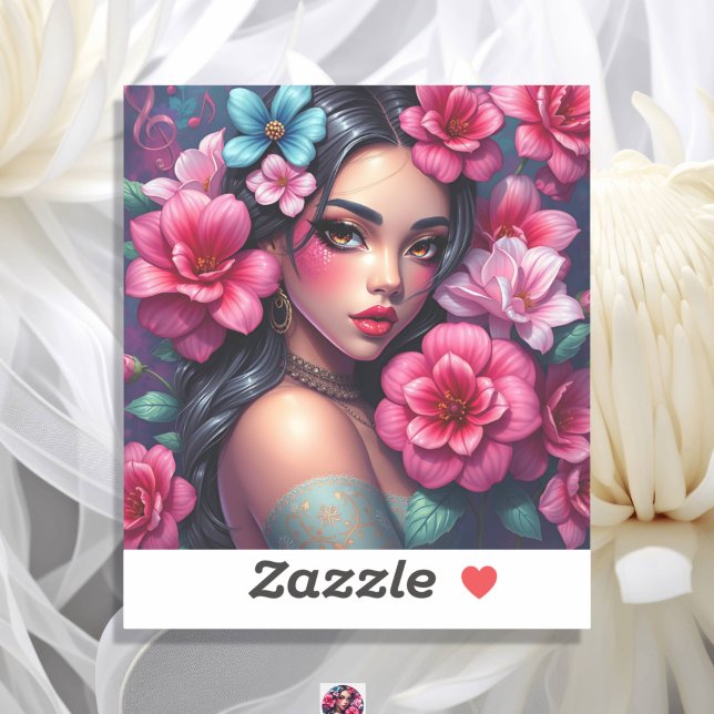 Sticker Belle Anime hispanique femme (Créateur téléchargé)