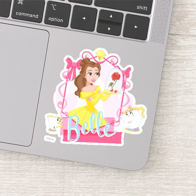 Sticker Belle Avec Rose Enchanté, Chip, & Mme Potts (Détail)