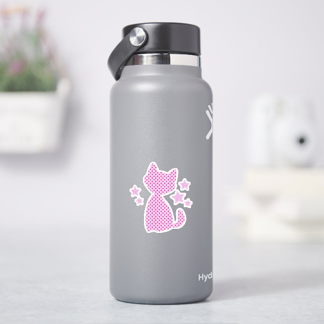 Sticker Belle chaton rose mignon avec Asterisks (HydroFlask)
