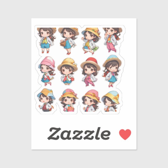 Sticker Belle collante fille (Feuille)
