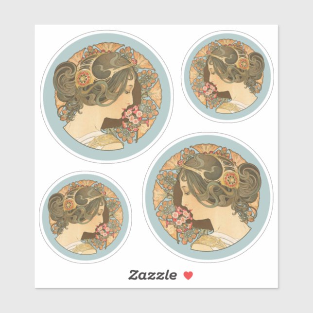 Sticker Belle femme Cheveux élégants CC1157 Art Nouveau (Feuille)