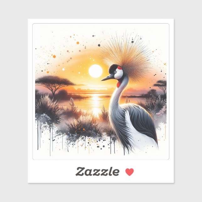 Sticker Belle grue au coucher du soleil dans le paysage af (Feuille)