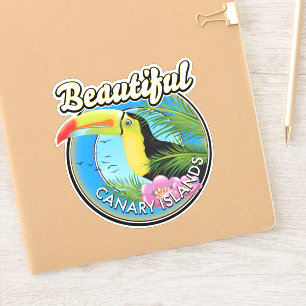 Sticker Belle île des Canaries logo de style vintage
