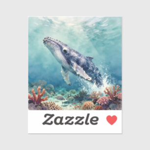 Sticker Belle illustration océanique de baleine à l'impast